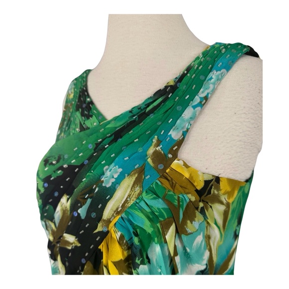 ROBBIE BEE Signature Women’s Sleeveless Dress Size 6 Floral Beaded Pleated Bust - Picture 5 of 8